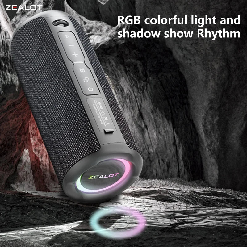 Zealot-S49 Pro 20W Wireless Speaker,RGB Light Wireless Hifi Sound quality, Bass Boost，Dual Pairing,3000mAh Battery
