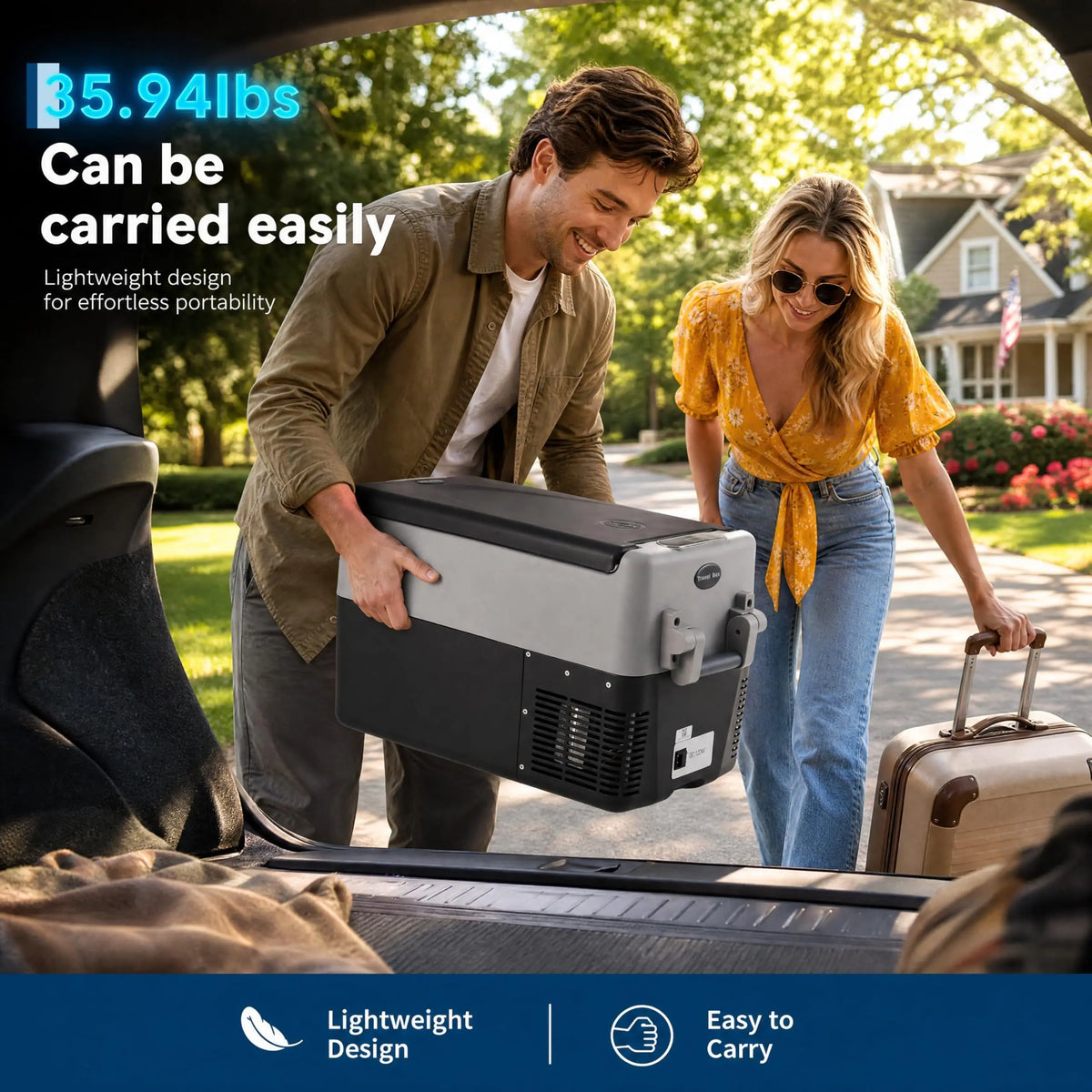 Dual Zone Car Refrigerator Freezer 32QT 12V Portable Vehicle Cooler With App Control Metal Basket AC DC Power For Camping RV Truck Fishing Travel Home
