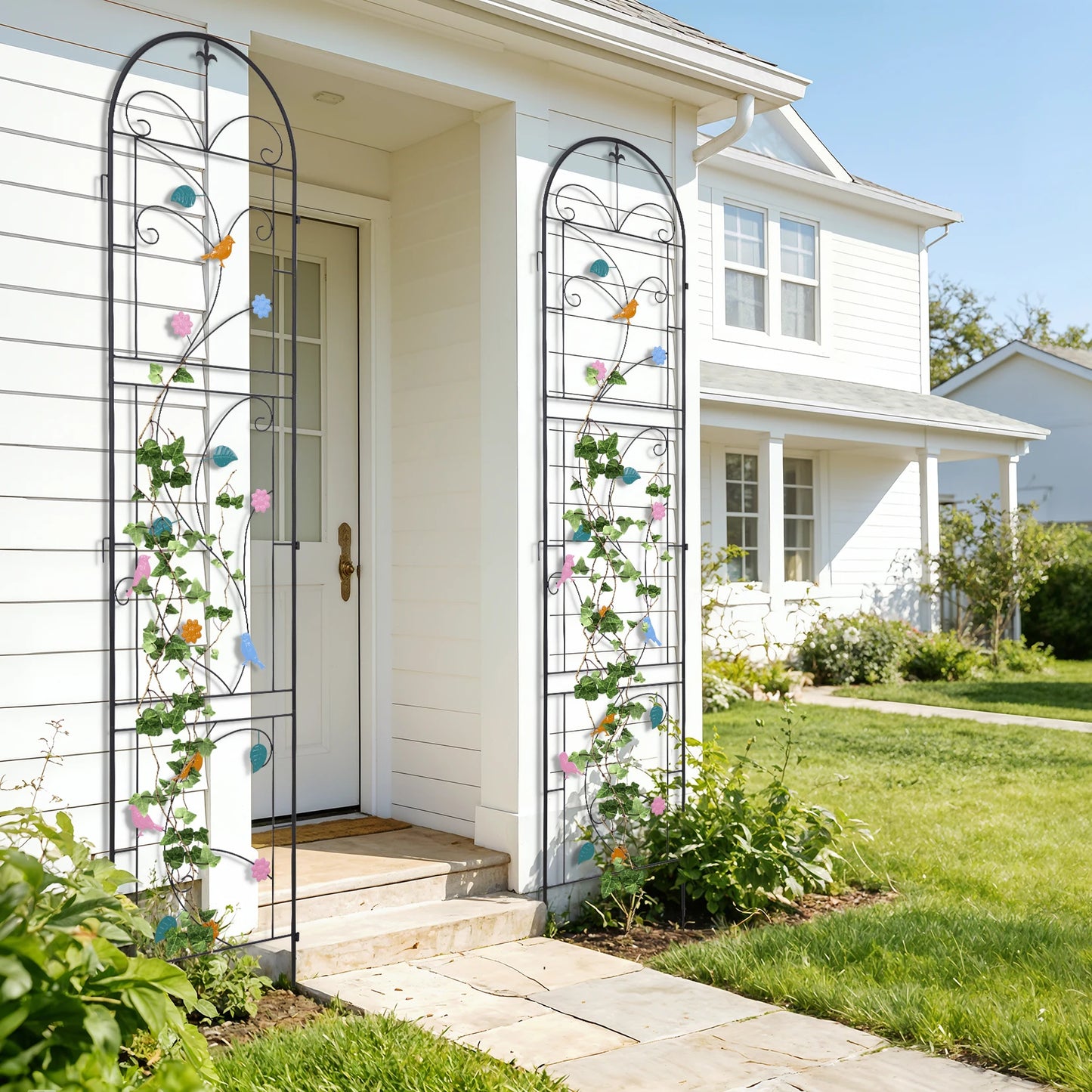 2 Pack Metal Garden Trellis Outdoor Climbing Plant Fence Support