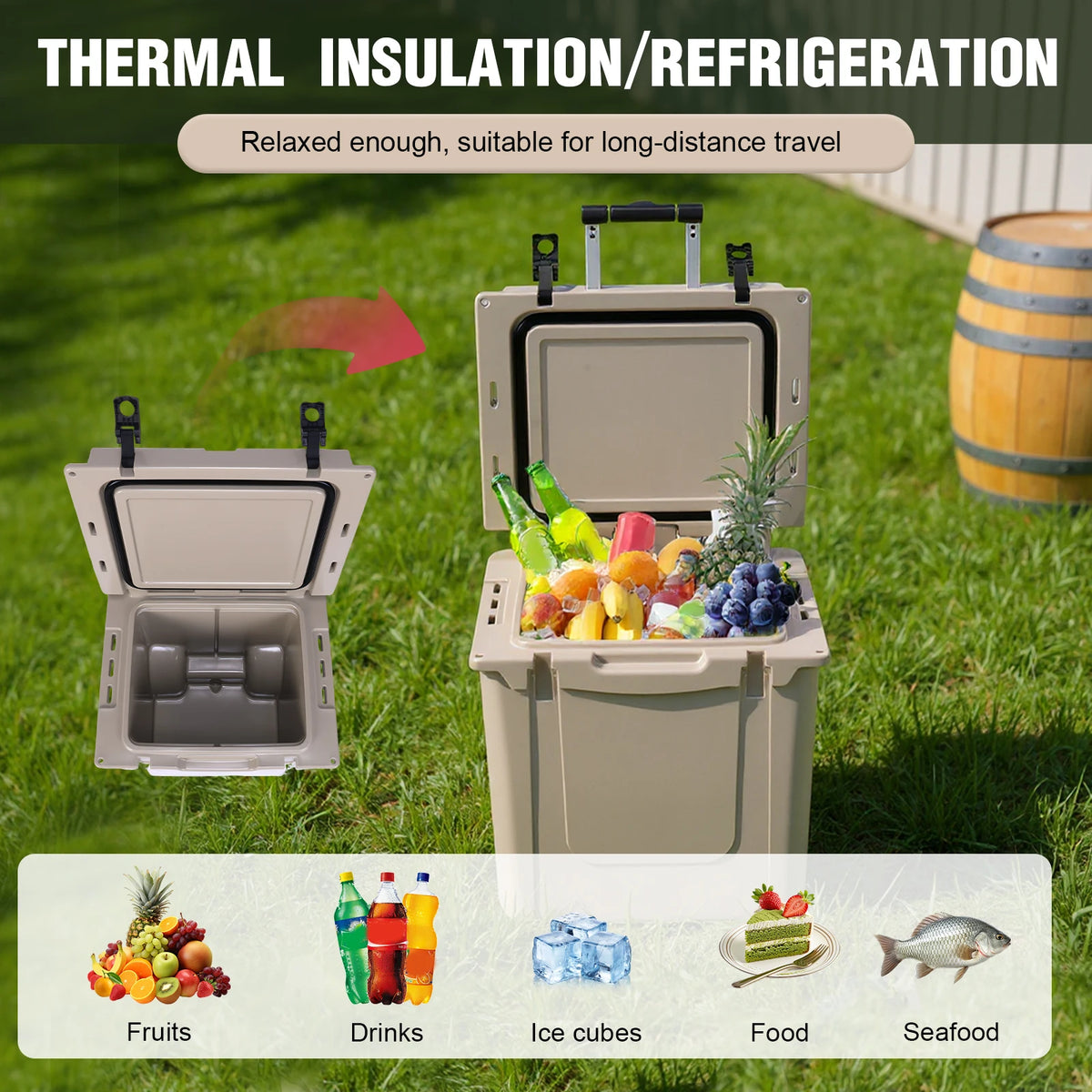 5L Insulated Insulated Hard Shell Ice Chest with Wheels and Handle Heavy Duty Hard Coolers for The Beach Camping Picnics & More