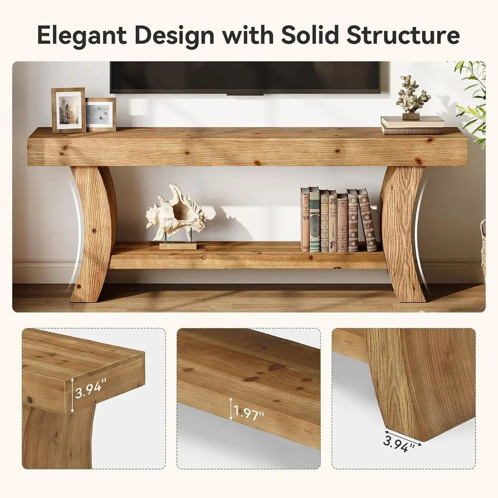 63" Solid Wood TV Stand or 55/60/65/75" TVs, armhouse TV ole, Low Entertainment Center with Storage or Living Room, Bedroom