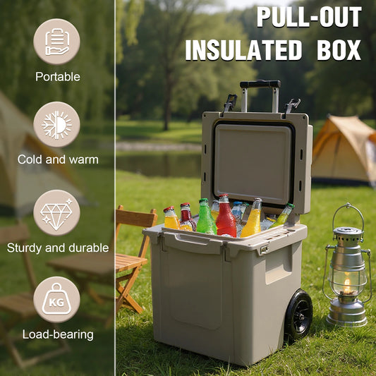 5L Insulated Insulated Hard Shell Ice Chest with Wheels and Handle Heavy Duty Hard Coolers for The Beach Camping Picnics & More