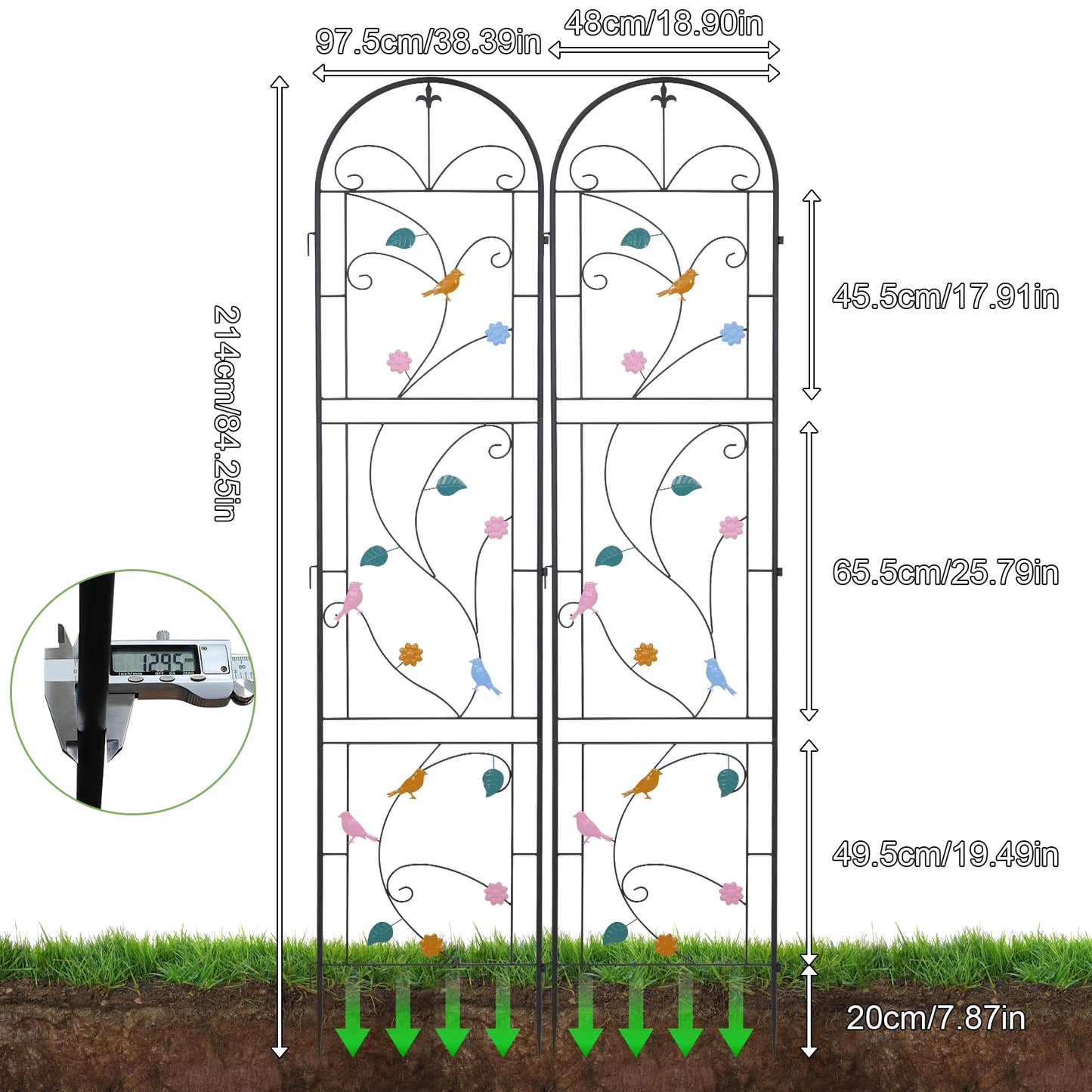 2 Pack Metal Garden Trellis Outdoor Climbing Plant Fence Support
