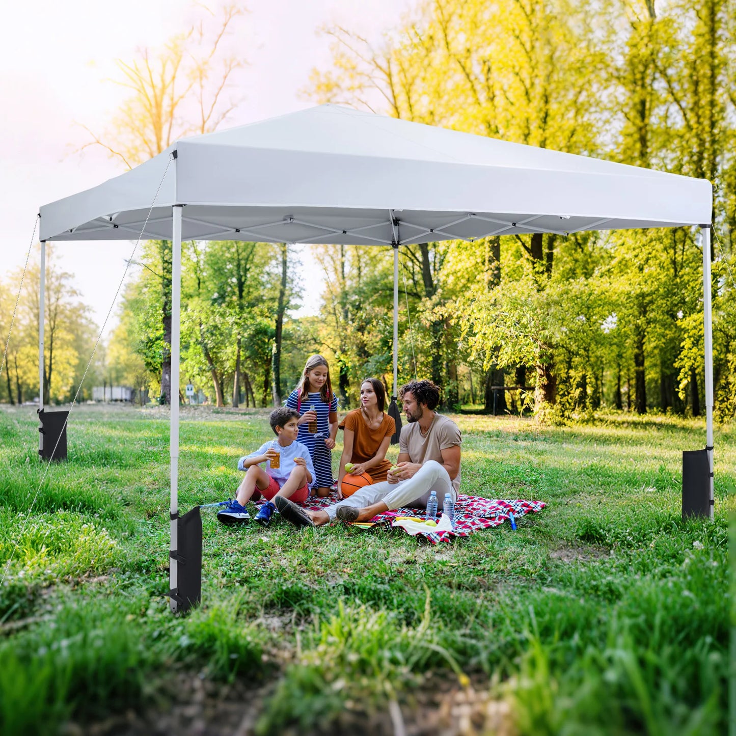 10 X 10 FT Pop up Canopy Tent w/ Carrying Bag, 4 Sandbags, 8 Stakes, 4 Wind Ropes