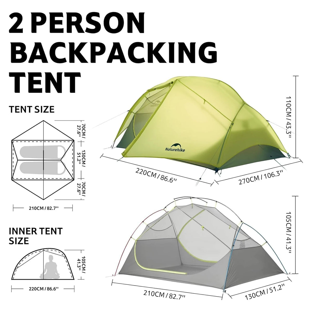 Naturehike Star River EXT Trekking Tent Compact 2 Person Ultralight Camping Tent Double Layer Waterproof 10D Nylon Overnight Tent