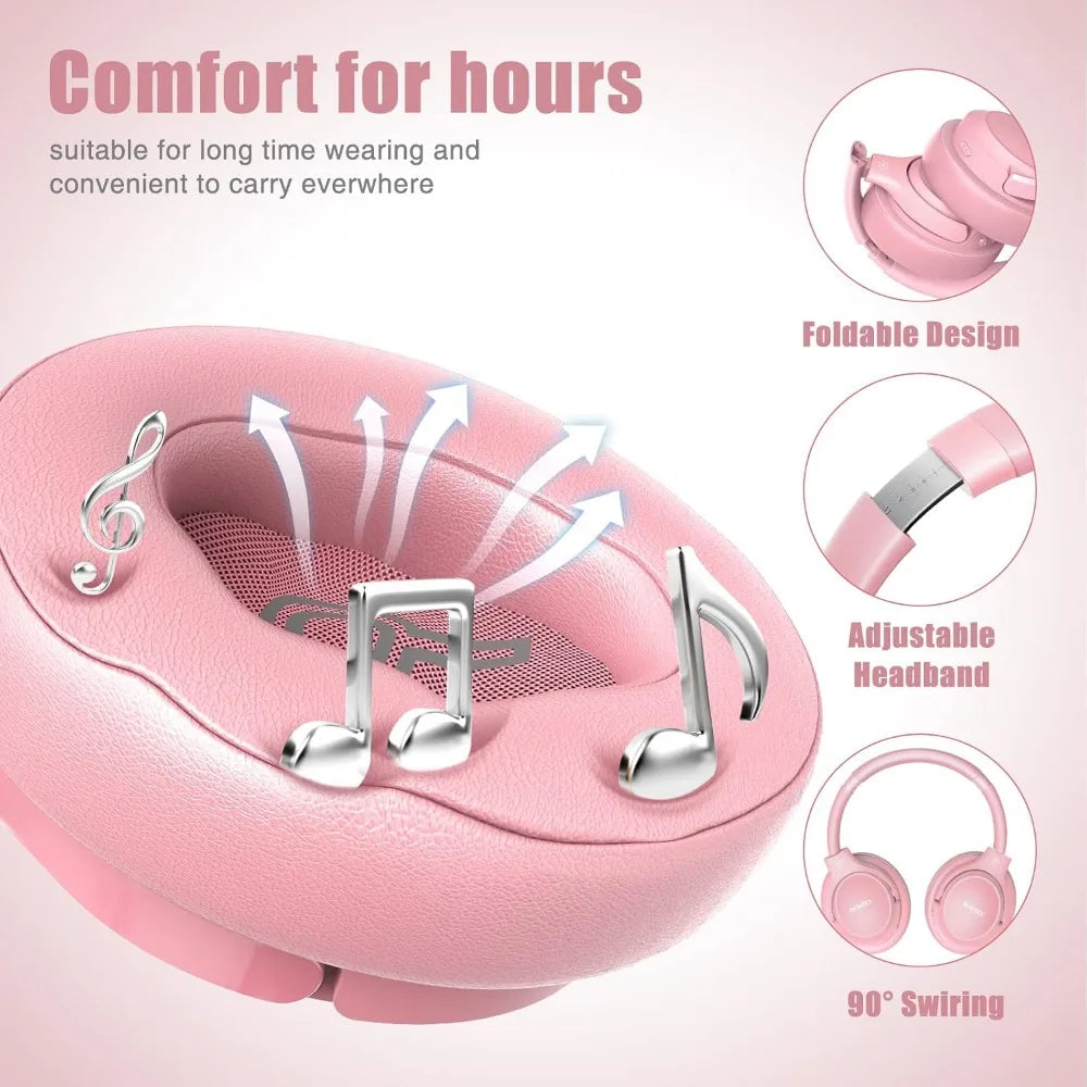 Over-Ear Bluetooth Headphones with 65H Playtime, 6 EQ Modes and Deep Bass for Various Devices