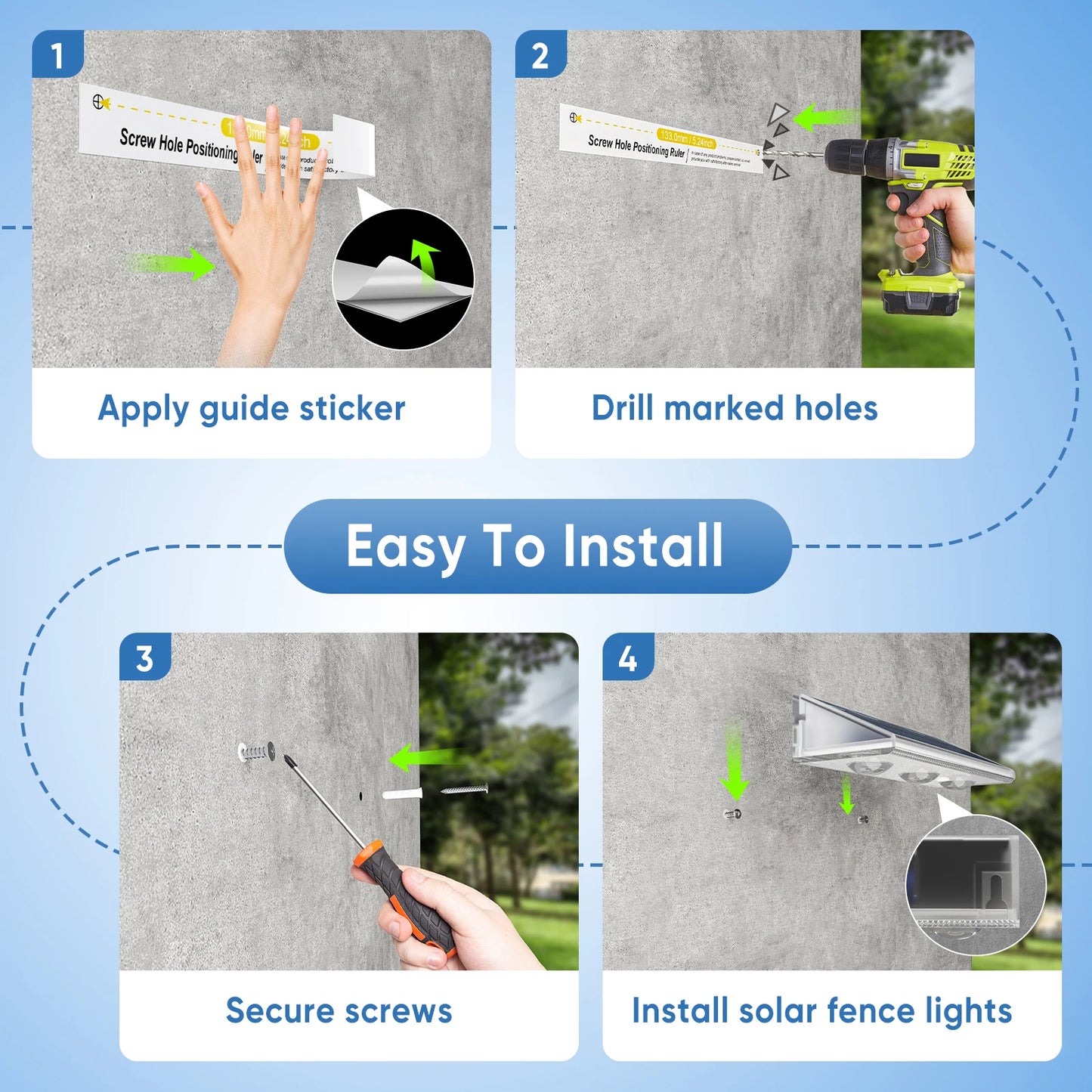 Quality Solar LED Fence Light IP66 Waterproof Auto ON OFF Warm White & 6 Colors & RGB Modes Solar Wall Lamp for Backyard Outside